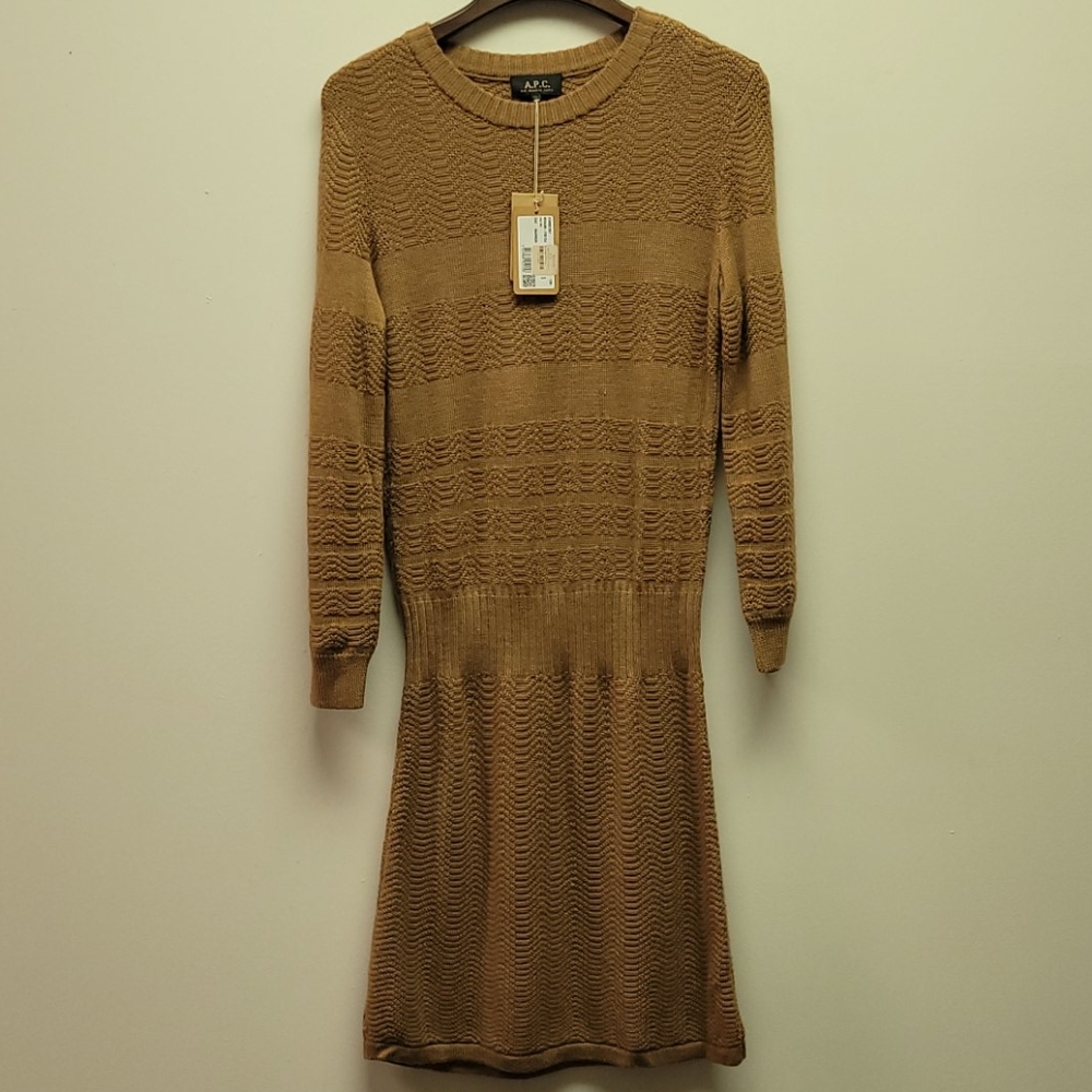 A.P.C. Crewneck Tan Sweater Dress S